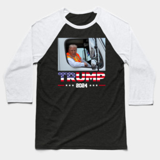 Trump-rides-in-garbage-truck Baseball T-Shirt
