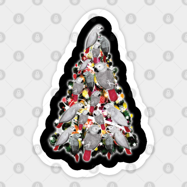 Christmas Tree of African Grey Parrots Sticker by Einstein Parrot