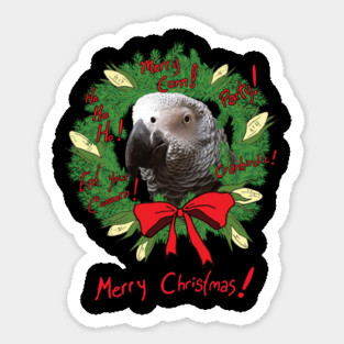 Merry Corn Christmas Wreath Einstein Parrot Sticker