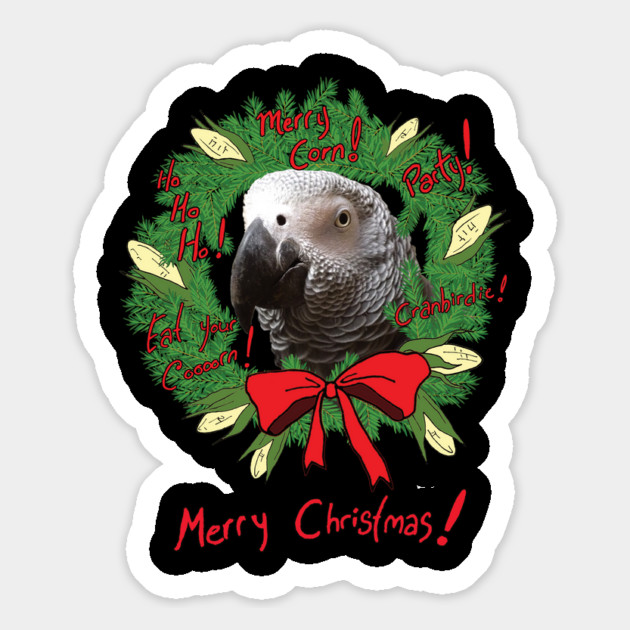 Merry Corn Christmas Wreath Einstein Parrot Magnet by Einstein Parrot
