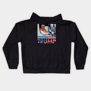 Donald Trump In Garbage Truck Team Garbage For Trump 2024 Kids Hoodie
