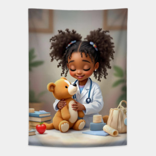 Future Doctor, African American Children's Poster Tapestry