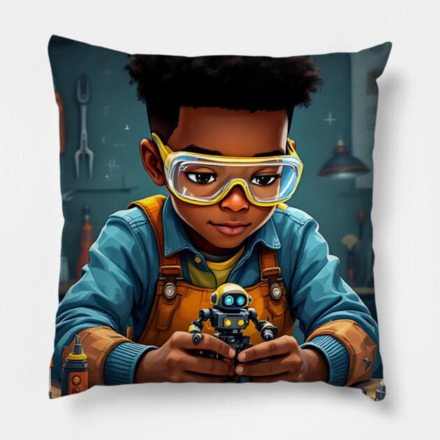Brilliant Inventor, African American Children's Poster Pillow by UrbanLifeApparel