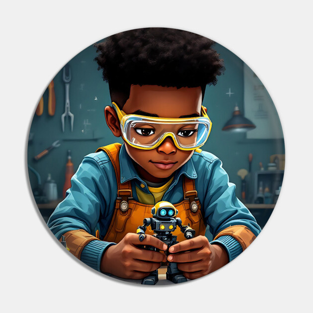 Brilliant Inventor, African American Children's Poster Pin by UrbanLifeApparel