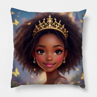 Cute Princess, African American Children's Poster Pillow