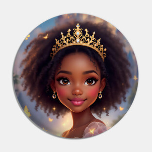 Cute Princess, African American Children's Poster Pin