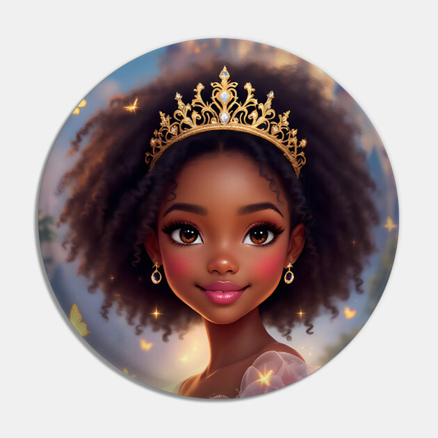 Cute Princess, African American Children's Poster Pin by UrbanLifeApparel