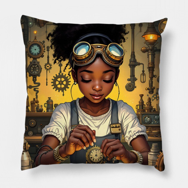 She Invents, African American Children's Poster Pillow by UrbanLifeApparel