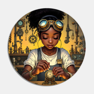 She Invents, African American Children's Poster Pin