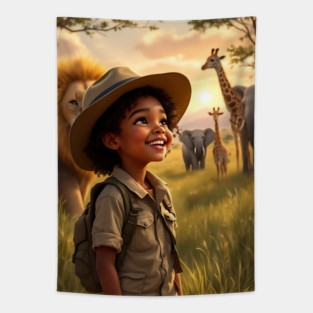 Master Safari Guide, African American Children's Poster Tapestry