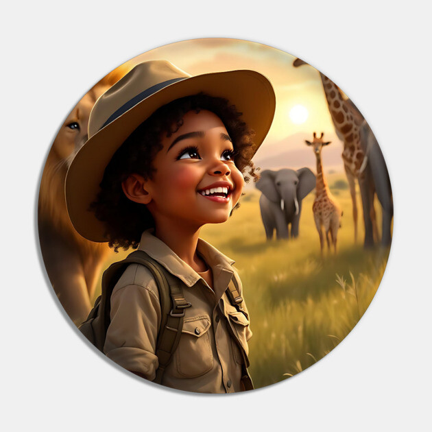 Master Safari Guide, African American Children's Poster Pin by UrbanLifeApparel