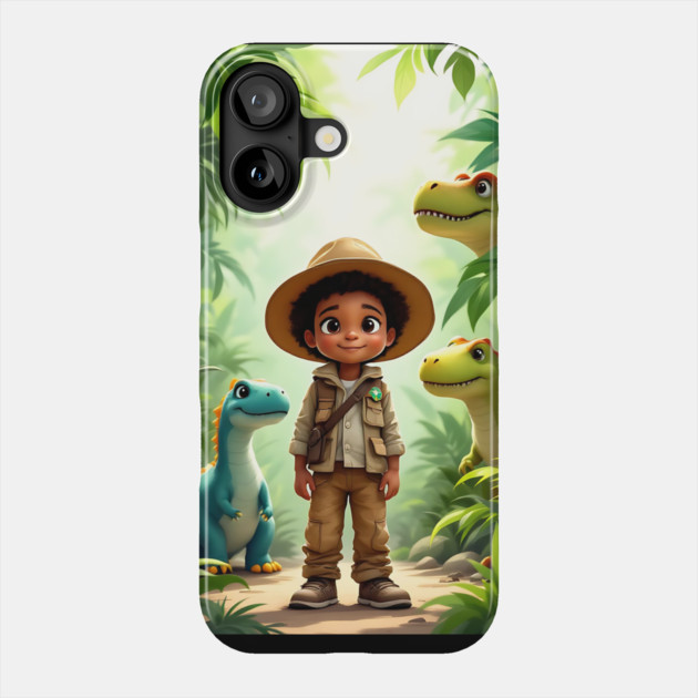 Dino Explorer, African American Children's Poster Phone Case by UrbanLifeApparel