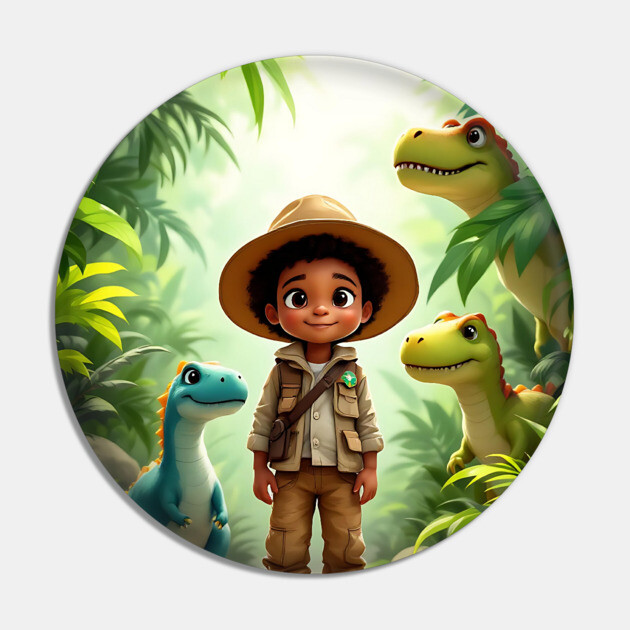 Dino Explorer, African American Children's Poster Pin by UrbanLifeApparel
