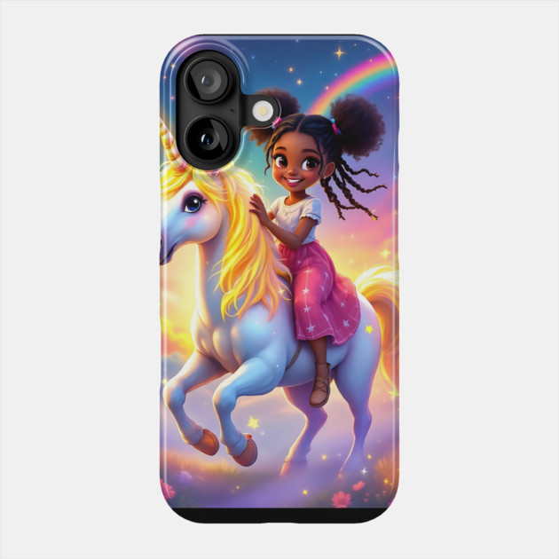 Unicorn Rider, African American Children's Poster Phone Case by UrbanLifeApparel