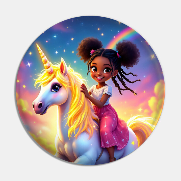 Unicorn Rider, African American Children's Poster Pin by UrbanLifeApparel