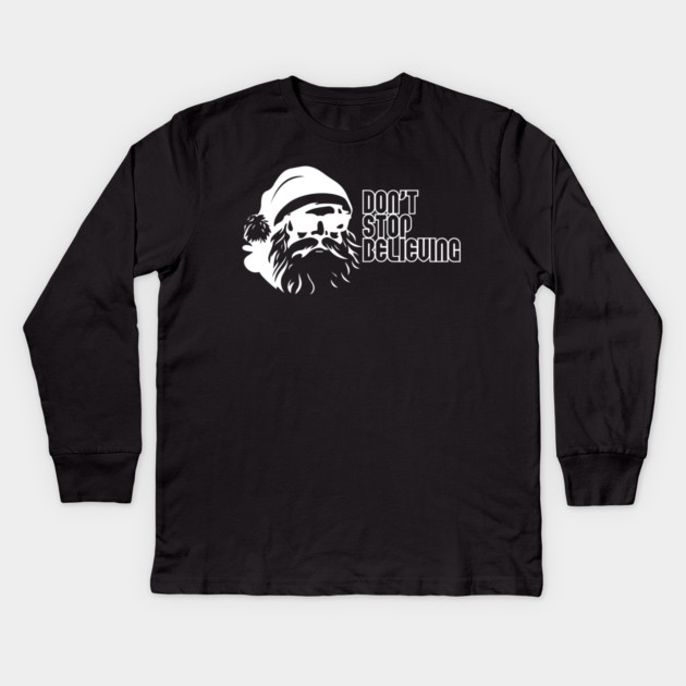 Don't Stop Believing Santa Claus Kids Long Sleeve T-Shirt by casualteesinc