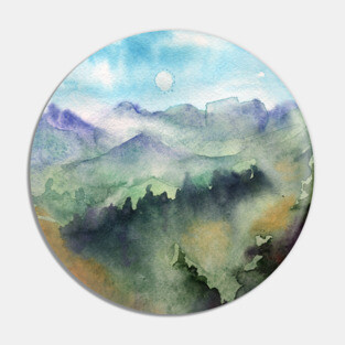 Watercolor landscape sky clouds Pin