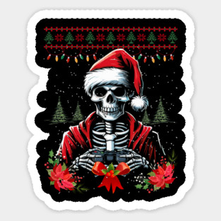 Christmas Skeleton Gamer Sticker