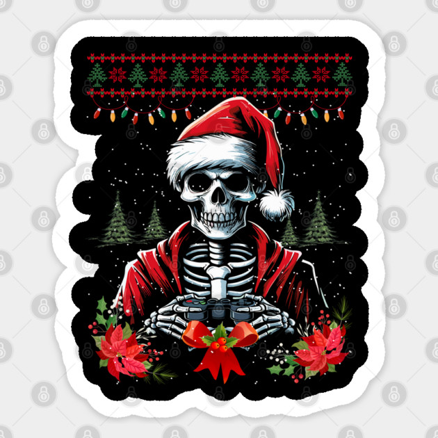 Christmas Skeleton Gamer Sticker by JessArty