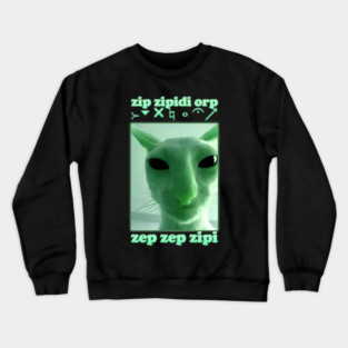 Funny Alien Cat Dank Meme Brainrot Gift Crewneck Sweatshirt