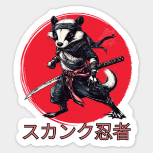 Skunk Ninja Warrior Design | Unique Samurai Animal Art with Japanese Style Sticker