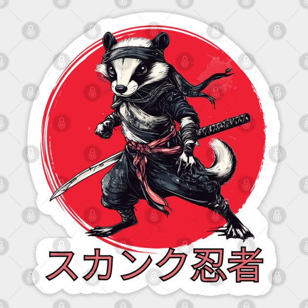 Skunk Ninja Warrior Design | Unique Samurai Animal Art with Japanese Style Sticker by WarFX Designs