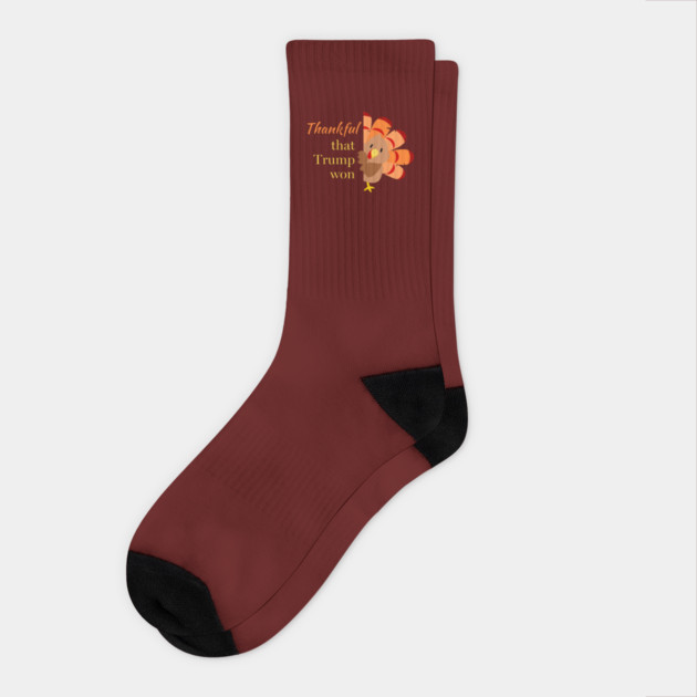 Thanksgiving Donald Trump 2024 Socks by QuirkyQuest Creations