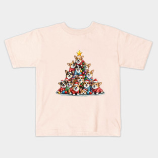 Cute corgi Christmas and Christmas tree, Funny Christmas with Welsh corgi pembroke Kids T-Shirt