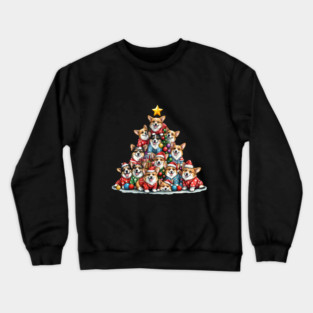 Cute corgi Christmas and Christmas tree, Funny Christmas with Welsh corgi pembroke Crewneck Sweatshirt