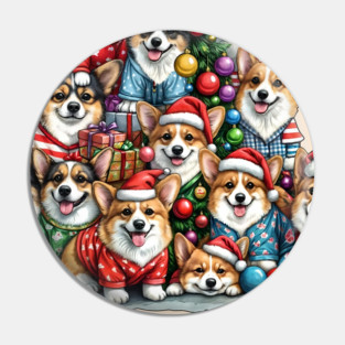 Cute corgi Christmas and Christmas tree, Funny Christmas with Welsh corgi pembroke Pin