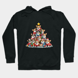 Cute corgi Christmas and Christmas tree, Funny Christmas with Welsh corgi pembroke Hoodie