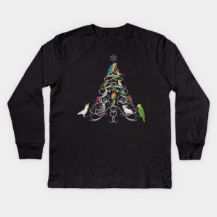 Parrot Christmas Tree - Multi-species - Flock Kids Long Sleeve T-Shirt