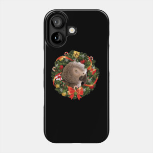 African grey parrot Christmas Wreath Phone Case