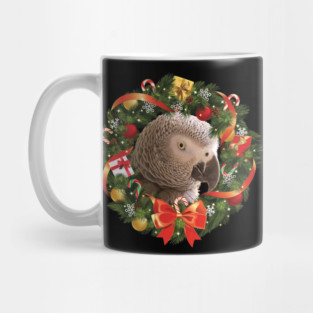 African grey parrot Christmas Wreath Mug