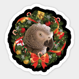 African grey parrot Christmas Wreath Magnet