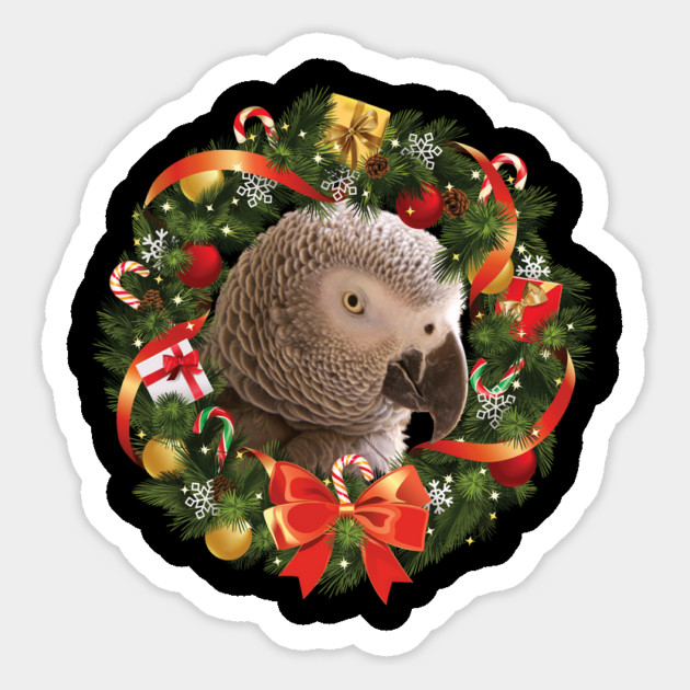 African grey parrot Christmas Wreath Magnet by Einstein Parrot