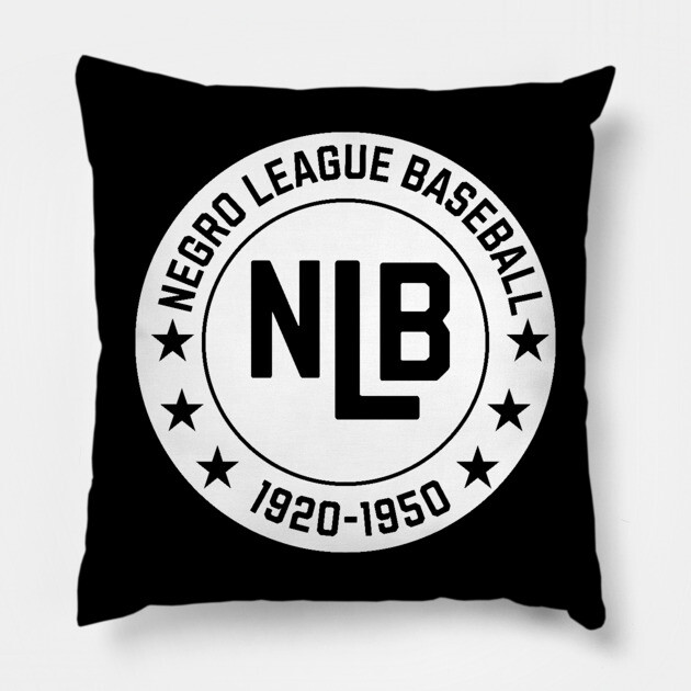 NLB - Negro League Baseball - Tribute - Blk on Wht Pillow by UrbanLifeApparel
