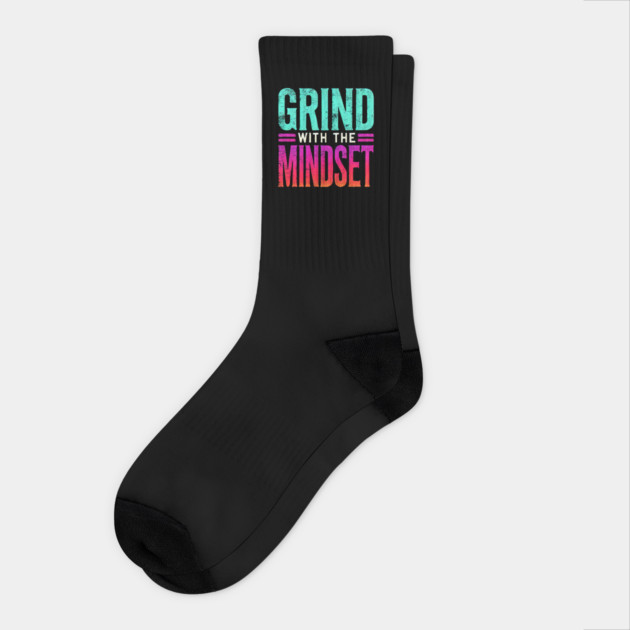 Motivational Quote, Grind with the Mindset, Success Socks by logiamerch