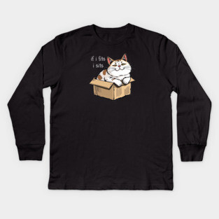 Fat Cat in a Box Kids Long Sleeve T-Shirt