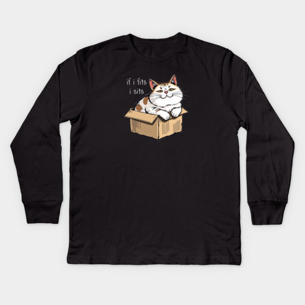Fat Cat in a Box Kids Long Sleeve T-Shirt by Pete the Cat Guy