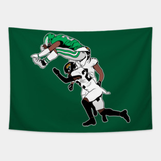 Saquon Barkley Backward Hurdle Tapestry