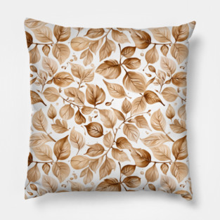 Beige Watercolor Leaves Pillow