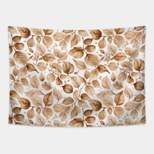 Beige Watercolor Leaves Tapestry