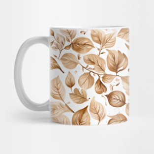 Beige Watercolor Leaves Mug