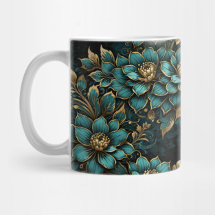 Teal & Gold Florals Mug