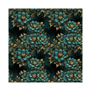 Teal & Gold Florals T-Shirt