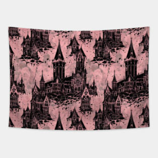 Pink Gothic Grunge Architecture Tapestry