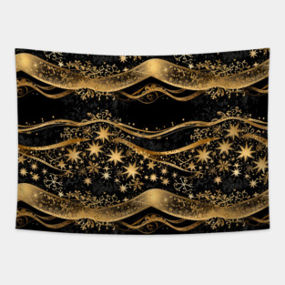 Black & Gold Grunge Christmas Tapestry