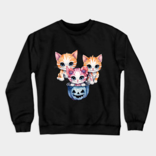 Cute Kittens Ready for Halloween Crewneck Sweatshirt