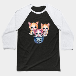Cute Kittens Ready for Halloween Baseball T-Shirt
